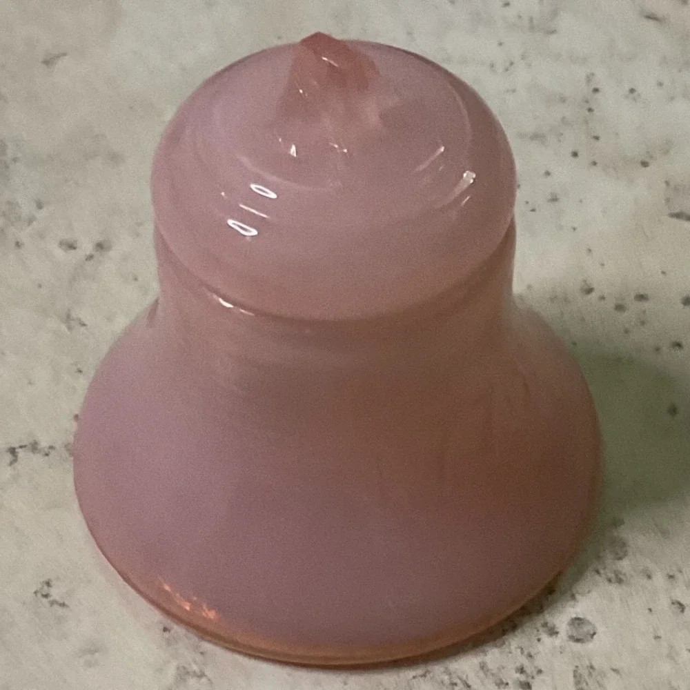 Vintage Pink Slag Glass Bell Figurine Decorative Opaque Swirl Glass Ornament